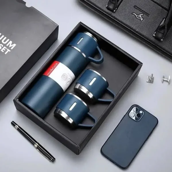 3 in 1 Vacuum Insulated Thermal Flask Set With Cup Set. - Image 2